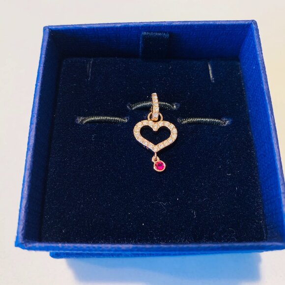 Swarovski Heart Bracelet Charm, Rose-Gold Tone Plated - Picture 2 of 3